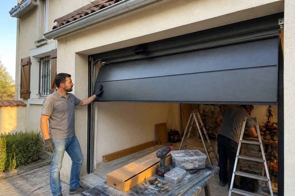 Installation d’une porte de garage sectionnelle motorisée à Bessancourt